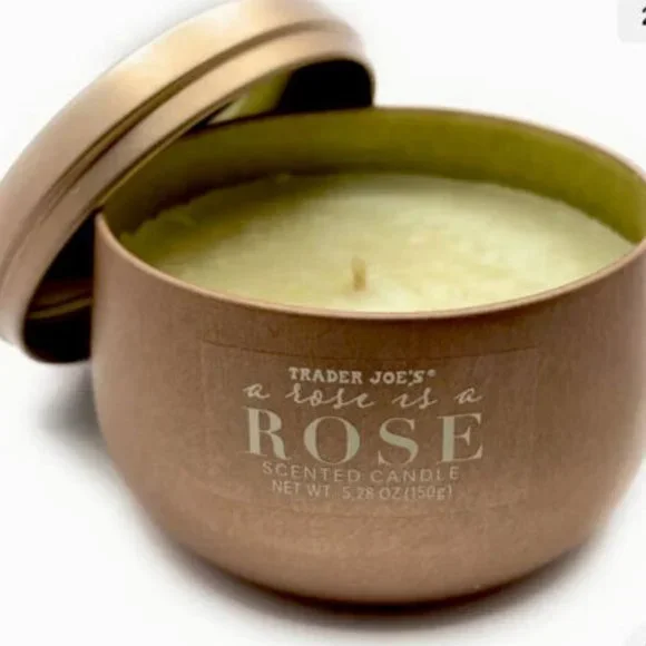 Set of 2 Trader Joe's Rose Scented Candle New in Rose Gold Tin Limited Edition - Picture 3 of 5